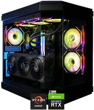 HYPER CYBER Ultra X BLACK Gaming PC Desktop Computer AMD Ryzen 7 7800X3D Nvidia GeForce RTX 5060 1TB, Windows 11 Home, VR Ready, RGB Lighting, WiFi, Ready to Use