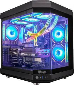 Hyper Cyber ULTRA BLACK Gaming Desktop AMD Ryzen 7 9800X3D, NVIDIA GeForce RTX 5070 TI, 64GB DDR5, 1TB SSD, Windows 11 Home, RGB Lighting, WiFi, Ready to Use, Custom Cooler Display