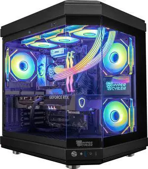 Hyper Cyber ULTRA BLACK Gaming Desktop AMD Ryzen 9 9950X3D, NVIDIA GeForce RTX 5080, 32GB DDR5, 2TB SSD, Windows 11 Home, Custom Cooler Display, Internal Mini Display, RGB Lighting, WiFi, Ready to Use