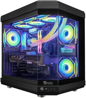 Hyper Cyber ULTRA BLACK Gaming Desktop AMD Ryzen 7 9800X3D, AMD Radeon RX 9070 XT, 64GB DDR5, 4TB SSD, Windows 11 Home, Custom Cooler Display, Internal Mini Display, RGB Lighting, WiFi, Ready to Use Hyper Cyber ULTRA BLACK Gaming Desktop AMD Ryzen 7 9800X3D, AMD Radeon RX 9070 XT, 64GB DDR5, 4TB SSD, Windows 11 Home, Custom Cooler Display, Internal Mini Display, RGB Lighting, WiFi, Ready to Use