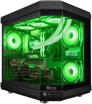Hyper Cyber ULTRA BLACK Gaming Desktop AMD Ryzen 9 9950X3D, AMD Radeon RX 9070 XT, 64GB DDR5, 4TB SSD, Windows 11 Home, Custom Cooler Display, Internal Mini Display, RGB Lighting, WiFi, Ready to Use Hyper Cyber ULTRA BLACK Gaming Desktop AMD Ryzen 9 9950X3D, AMD Radeon RX 9070 XT, 64GB DDR5, 4TB SSD, Windows 11 Home, Custom Cooler Display, Internal Mini Display, RGB Lighting, WiFi, Ready to Use