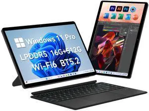 TPV 2 in 1 Laptop/Tablet Computer, Intel N100 (UP to 3.40GHz), 16GB LPDDR5 512GB SSD Windows 11 Laptop, 14" 1920*1200 Resolution 16:10 Touchscreen, Wifi 6, BT5.2, HDMI, Backlit Keyboard, Dual Camera