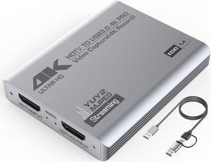 Duomigo USB 3.0 4K HDTV Video Capture Card with Loop-Out, 1080P 60FPS/2K 30FPS, Audio Video Capture for Computer Gaming, Compatible with PS5, Switch, Xbox ,Camera, PC, OBS