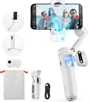 hohem iSteady V3 Gimbal Stabilizer for iPhone, Phone Gimbal with Magnetic AI Tracker, Built-in Extension Rod, Tripod, Fill Light, Phone Stabilizer for Video Recording, YouTube