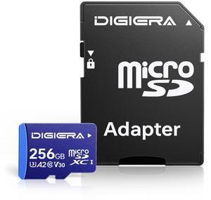 Digiera 256GB LT100 microSDXC UHS-I Memory Card with Adapter - up to 170MB/s, C10, U3, V30, 4K, A2, Micro SD Card for Smartphones, Tablets, Cameras, Gaming Consoles, and Drones