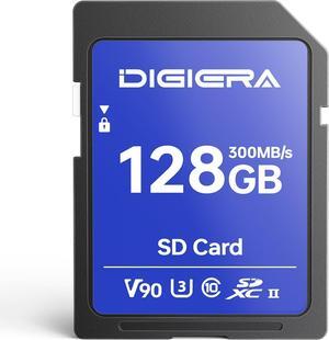 Digiera LSU200 SDXC UHS-II Memory Card - up to 300MB/s, C10, U3, V90, 8K, SD Card for Computers, Digital Cameras, Home Theatre Devices, Car Navigation Systems