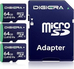 Digiera 64GB CT100 microSDXC UHS-I Memory Card with Adapter - up to 100MB/s, C10, U1, V10, Full HD, A1, Micro SD Card for Smartphones, Tablets, Cameras, Gaming Consoles, and Drones 3-Pack Digiera 64GB CT100 microSDXC UHS-I Memory Card with Adapter - up to 100MB/s, C10, U1, V10, Full HD, A1, Micro SD Card for Smartphones, Tablets, Cameras, Gaming Consoles, and Drones 3-Pack