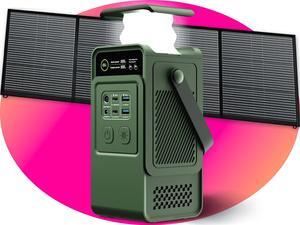 ctolity 150W 200W Portable Power Bank Station with 100W Solar Charging Kit ,200Wh Mobile Power Supply for RVs,140W Fast Charging, USB-C PD, Solar Generator, LED Display,for Camping/Home Backup