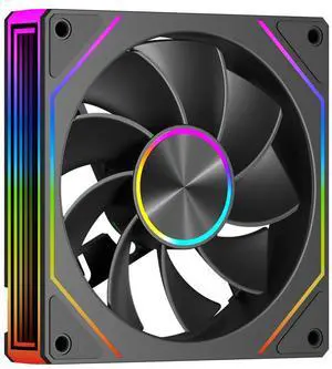 PCCOOLER CPS FG120R ARGB 120mm Reversed Case Fan, 4-Pin PWM Low-Noise PC Fan, Infinity Mirror Frame, Dual-Sided Silicone Anti-Vibration Pads, Supports PWM Daisy-Chaining Control, Black - Single Pack