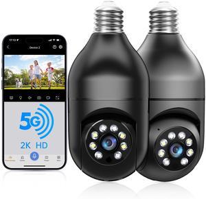 Light Bulb Security Camera 2Pack 5G& 2.4GHz WiFi 2K Security Cameras Wireless Outdoor Motion Detection and Alarm,Two-Way Talk,Color Night Vision,Human Detection, Bulb Camera Compatible with Alexa