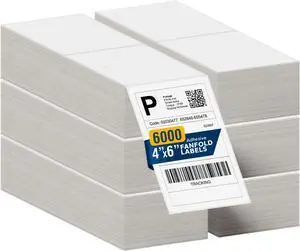 LabelMe 4x6 Thermal Labels - 4x6 Labels, Shipping Labels, 4x6 Fanfold Label Paper- Shipping Supplies & Small Business Essentials - Thermal Printer Labels for USPS, FedEx, UPS  6000 labels