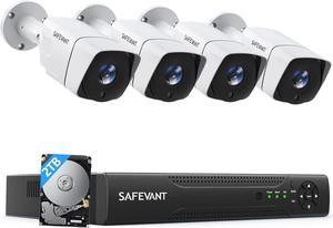 SAFEVANT 5MP Super HD Security Camera System with 2TB Hard Drive,SAFEVANT Home NVR Systems with 4pcs 5MP Outdoor Indoor Surveillance IP Cameras with Night Vision Motion Detection,Power Over Ethernet