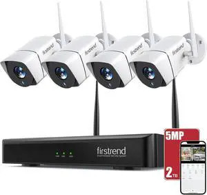 Wireless Security Camera System,Firstrend 5MP Security System Wireless with 4 CCTV Cameras Ultra HD Two Way Audio 8CH DVR 2TB Hard Drive Night Vision Motion Alarm APP for Home Indoor Outdoor