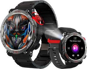 LOKMAT ZEUS 5 PRO Smart Watch 1.46-Inch Large Round Screen Compass Function Flashlight Function Bluetooth Call Information Push Voice Assistant Sedentary Reminder Remote Photo Taking Music Control