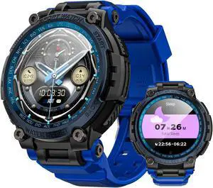 LOKMAT ATTACK MAX Smart Watch 1.53-inch large round screen Heart rate blood oxygen sleep health monitoring compass Bluetooth call information push IP68 waterproof outdoor sports watch Blue
