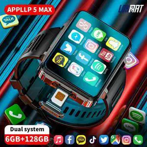 LOKMAT APPLLP 5 MAX Smart Phone Watch Can Be Inserted With 4G/5G Phone Card, Full Network Access WiFi Internet Access, Junior And Senior High School Students Independent Call Multi-Function 6GB+128GB