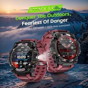 LOKMAT ATTACK 3 PRO Smartwatch for Android and iPhone, IP68 Waterproof 100+ Sports Modes 1.39 Inch Round Screen with Bluetooth Call Function (Answer/Make Calls) with Flashlight Outdoor Sports Watch