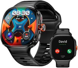 LOKMAT APPLLP 6 MAX smart phone watch, 4G/5G phone card, full network WiFi, 2.16-inch AMOLED wide screen, 480*480 resolution, pull-out knob HD camera, multi-function black technology watch