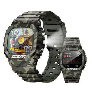 Ocean Sports Watch Features 1.75-Inch Screen, Bluetooth Call, Payment Reminders, 100+ Sports Functions, Outdoor Waterproof, Flashlight Function Camouflage Green Ocean Sports Watch Features 1.75-Inch Screen, Bluetooth Call, Payment Reminders, 100+ Sports Functions, Outdoor Waterproof, Flashlight Function Camouflage Green