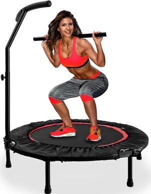 EVGTTI 40" Fitness Mini Trampoline, Exercise Rebounder Mini Trampoline for Adults, Foldable with Adjustable T-Shaped Handrail Max Load 440lbs