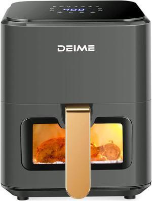 EVGTTI Air Fryer 4.2 QT Oilless Hot AirFryer 1200W Healthy Cooker Small Oven with 7 Presets, Digital LCD Touch Screen, Visual Cooking Window, Non-Stick Basket, Included Recipe (Gray)