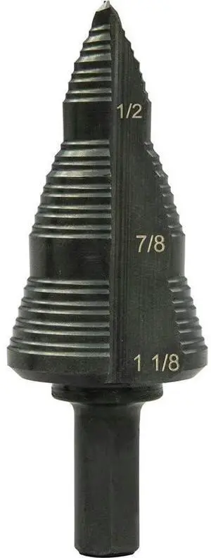 Greenlee GSB09 1-1/8" Step Bit (#9) Metal Cutter with Patented Split-Step Design, 1-1/8" Metal Cutting Tool for 1/2" Drill Chucks
