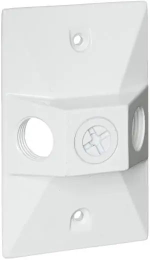 RAB Lighting R14-3W Rectangular Weatherproof Metal Cover with 3 Hole, Aluminum, 4-5/8" Length x 2-7/8" Width, White