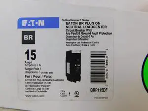 Eaton NSB BRP115DF Miniature Circuit Breakers (MCBs) BR 1P 15A 240V 50/60Hz 1Ph EA