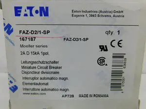 Eaton NSB FAZ-D2/1-SP Miniature Circuit Breakers (MCBs) FAZ 1P 2A 480V 50/60Hz 1Ph EA
