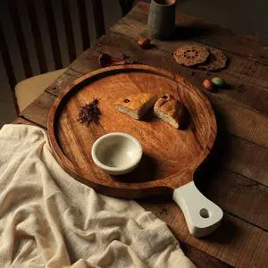 ExpoBazaar Handmade  Antique Round Wooden Cutting Board/Cheese Board