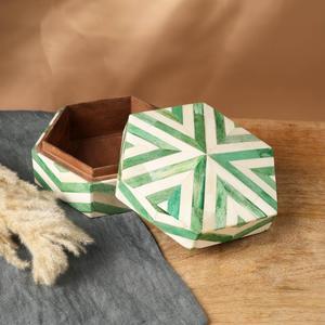 ExpoBazaar Zigzag Pattern Hexagon Shape Storage box/Decorative Box-6.5X6.5X3"