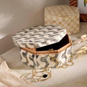 ExpoBazaar U Pattern Hexagon Shape Storage box/Decorative Box-7.5X7.5X3"