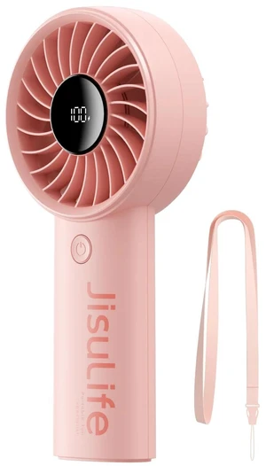 JISULIFE Handheld Fan - 5-Speed LED Display & 5000mAh Battery, USB-C Rechargeable with Lanyard, Compact Cooling for Travel/Beach/Makeup JISULIFE Handheld Fan - 5-Speed LED Display & 5000mAh Battery, USB-C Rechargeable with Lanyard, Compact Cooling for Travel/Beach/Makeup