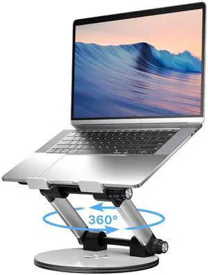 MYBAT PRO Laptop Stand for Desk, Adjustable Computer Stand with 360° Rotating Base, Ergonomic Laptop Riser for Collaborative Work, Foldable Laptop Stand, fits for All 10-17.3" Laptops