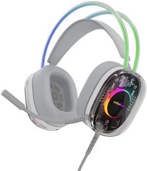 Echelon Wired Headphones, Gaming Headset with Microphone and Volume Control, On-Ear Headphones Corded Stereo USB-C Plug Headset for Smartphones Laptop Computer PC Tablets Grey