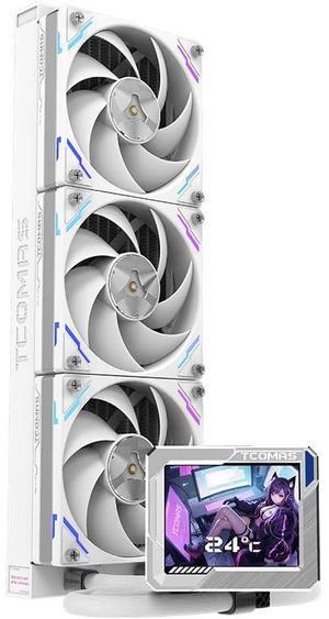 TCOMAS  LG700 PRO 360 CPU LIQUID COOLING ARGB/BLACK/INTEL LGA 1700&1851/AMD AM4&AM5/3.5-INCH HIGH-RESOLUTION DISPLAY SCREEN/MAGNETIC NON-CONNECTING CABLE ASSEMBLY/ HIGH PERFORMANCE FAN (white, 360mm)