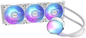 TCOMAS LE100 White 360 ARGB Liquid CPU Cooler  Sleek AIO Cooling Solution with Dynamic ARGB Pump Head & Fans, Supports Intel LGA 1851/1700 & AMD AM5/AM4