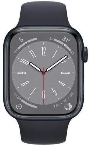 Apple  Watch Series 8 - 32GB - Midnight-Aluminum-Sport Band-Midnight - GPS - 45mm - Midnight - Aluminum - Midnight - Sport Band - Rubber - Premium