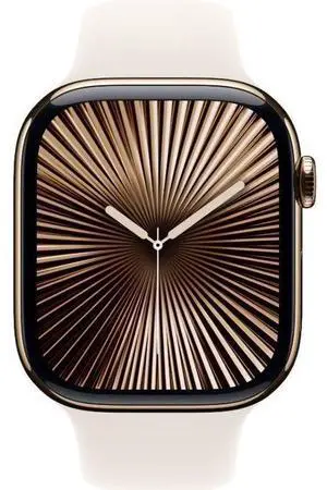 Apple  Watch Series 10 - 64GB - Gold-Titanium-Sport Band-Starlight - Cellular + GPS - 46mm - Gold - Titanium - Starlight - Sport Band - One Size - Rubber - Premium