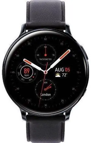 Samsung  Galaxy Watch Active2 - 4GB - Black-Stainless Steel-Leather Strap-Black - Bluetooth + LTE - 44mm - Black - Stainless Steel - Black - Leather Strap - Leather - Excellent (Grade A)