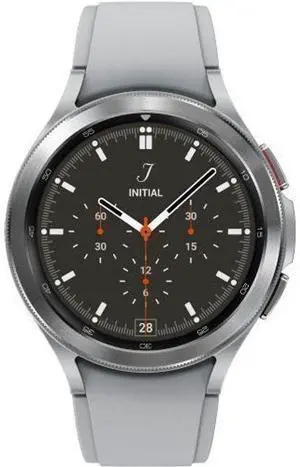 Samsung  Galaxy Watch4 - 16GB - Silver-Classic (Stainless Steel)-Ridge Sports Band-Silver - Bluetooth - 42mm - Silver - Classic (Stainless Steel) - Silver - Ridge Sports Band - Fluoroelastomer - Premi