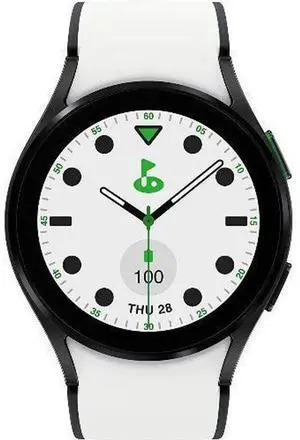 Samsung  Galaxy Watch5 - 16GB - Bluetooth - 44mm - Black Titanium - Golf Edition (Titanium) - Black/White - Sport Band - Fluoroelastomer - Premium