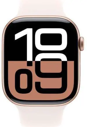 Apple  Watch Series 10 - 64GB - Cellular + GPS - 46mm - Rose Gold - Aluminum - Light Blush - Sport Band - M/L Size - Rubber - Premium