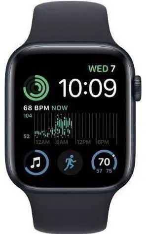 Apple  Watch SE (2022) - 32GB - Cellular + GPS - 40mm - Midnight - Aluminum - Midnight - Sport Band - Small/Medium Size - Rubber - Premium (Refreshed)