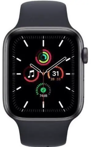Apple  Watch SE 1st Gen (2020) - 32GB - Cellular + GPS - 44mm - Space Grey - Aluminum - Black - Sport Band - Rubber - Premium (Refreshed)