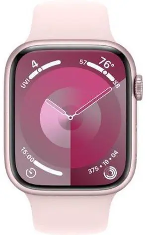 Apple  Watch Series 9 - 64GB - Cellular + GPS - 41mm - Pink - Aluminum - Light Pink - Sport Band - Small/Medium Size - Rubber - Good (Grade B)