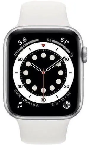 Apple  Watch Series 6 - 32GB - Silver-Aluminum-Sport Band-White - Cellular + GPS - 40mm - Silver - Aluminum - White - Sport Band - Rubber - Premium
