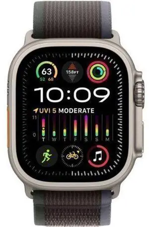 Apple  Watch Ultra 2 - 64GB - Cellular + GPS - 49mm - Titanium - Titanium - Blue/Black - Trail Loop Band - Large Size - Textile - Premium