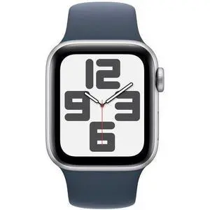 Apple  Watch SE 2nd Gen (2022) - 32GB - Cellular + GPS - 40mm - Silver - Aluminum - Storm Blue - Sport Band - Small/Medium Size - Rubber - Premium (Refreshed)