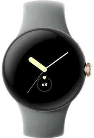 Google  Pixel Watch 1 - 32GB - Champagne Gold-Stainless Steel-Active Band-Hazel - Bluetooth + LTE - 41mm - Champagne Gold - Stainless Steel - Hazel - Active Band - Fluoroelastomer - Excellent (Grade A